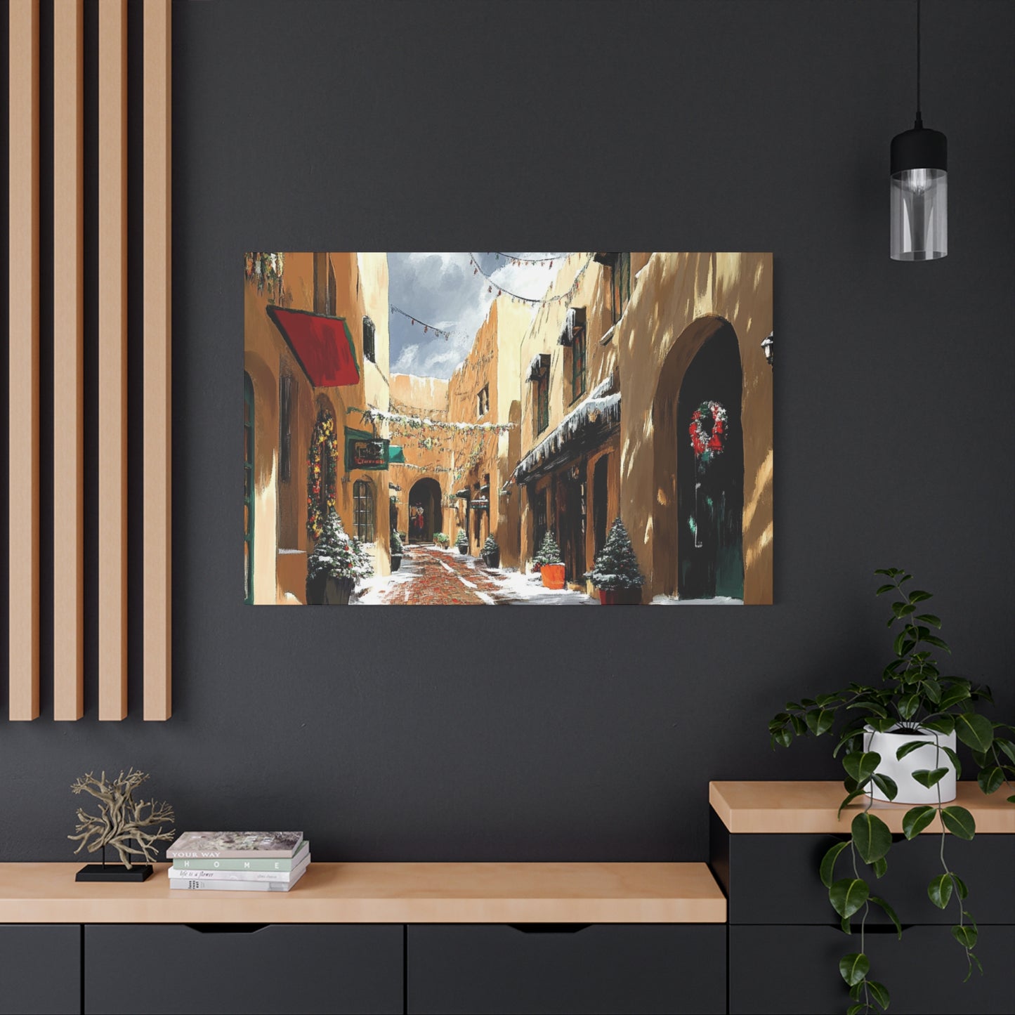 Canvas Wall Art - Santa Fe Winter Christmas Alley 22