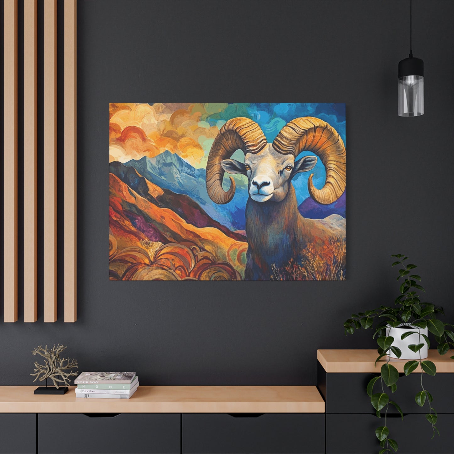 Vibrant Mountain Ram Canvas Wall Art