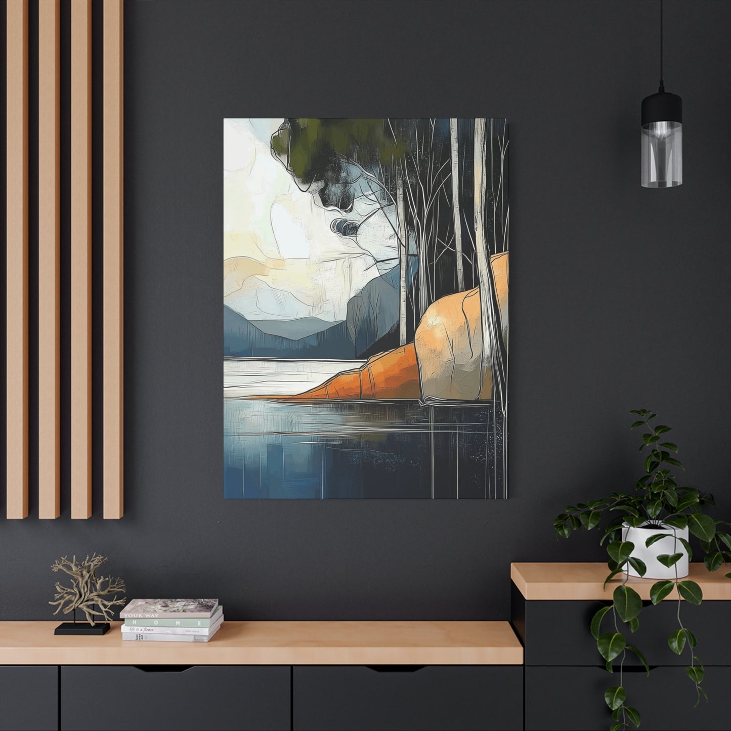 Canvas Wall Art - Serene Mystical Mountain Lake