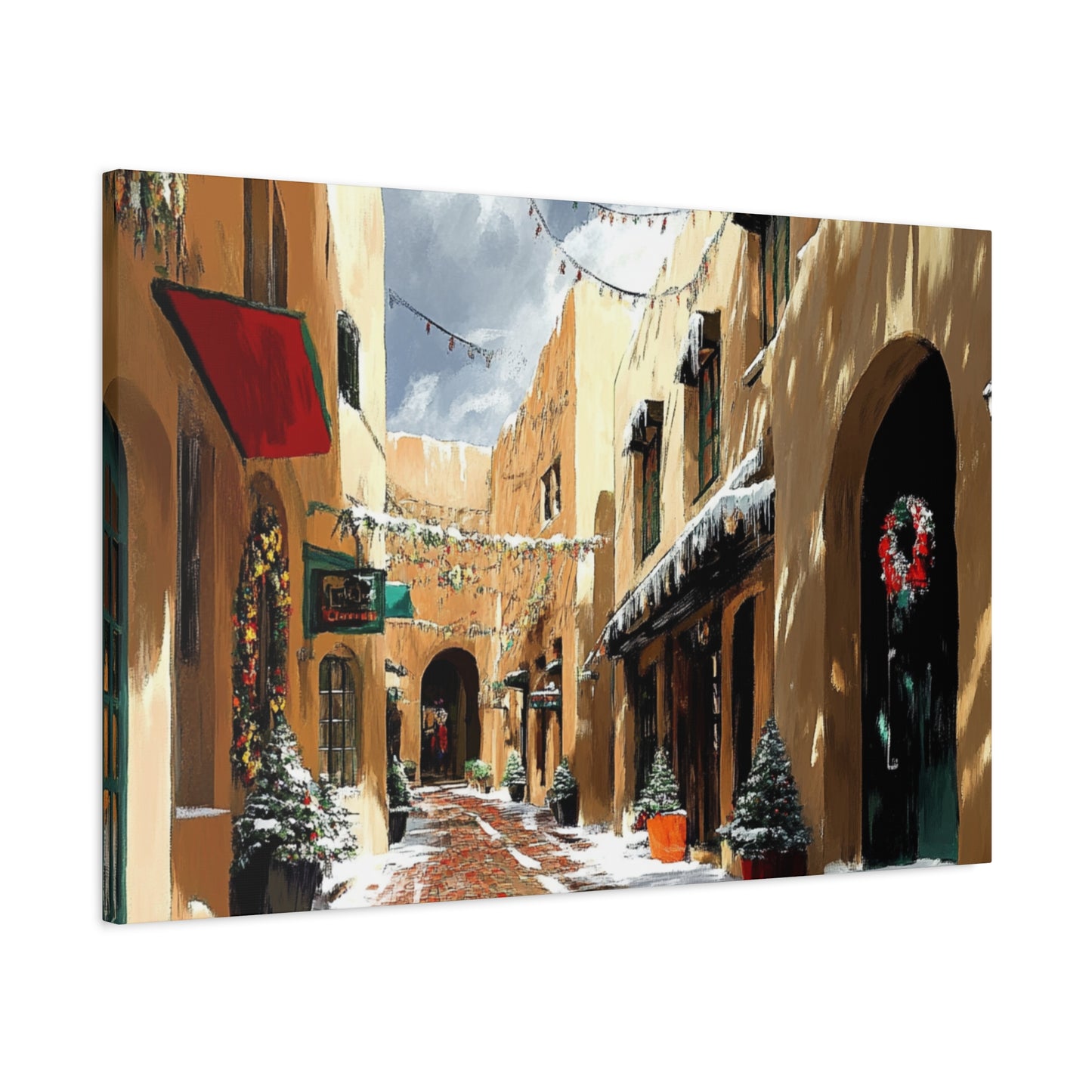 Canvas Wall Art - Santa Fe Winter Christmas Alley 22