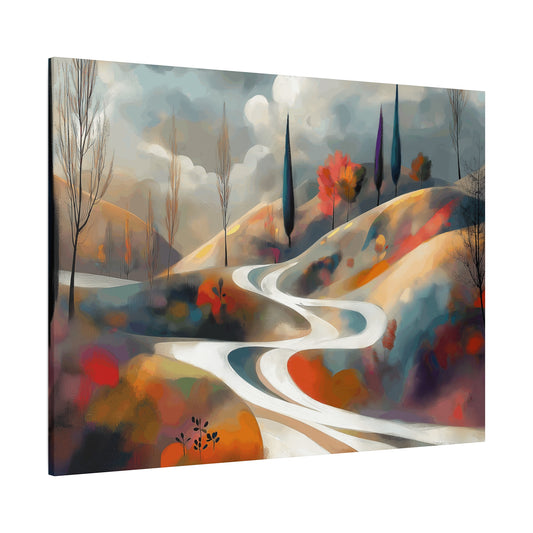 Stretched Matte Canvas Art - Serene Landscape with Winding Road