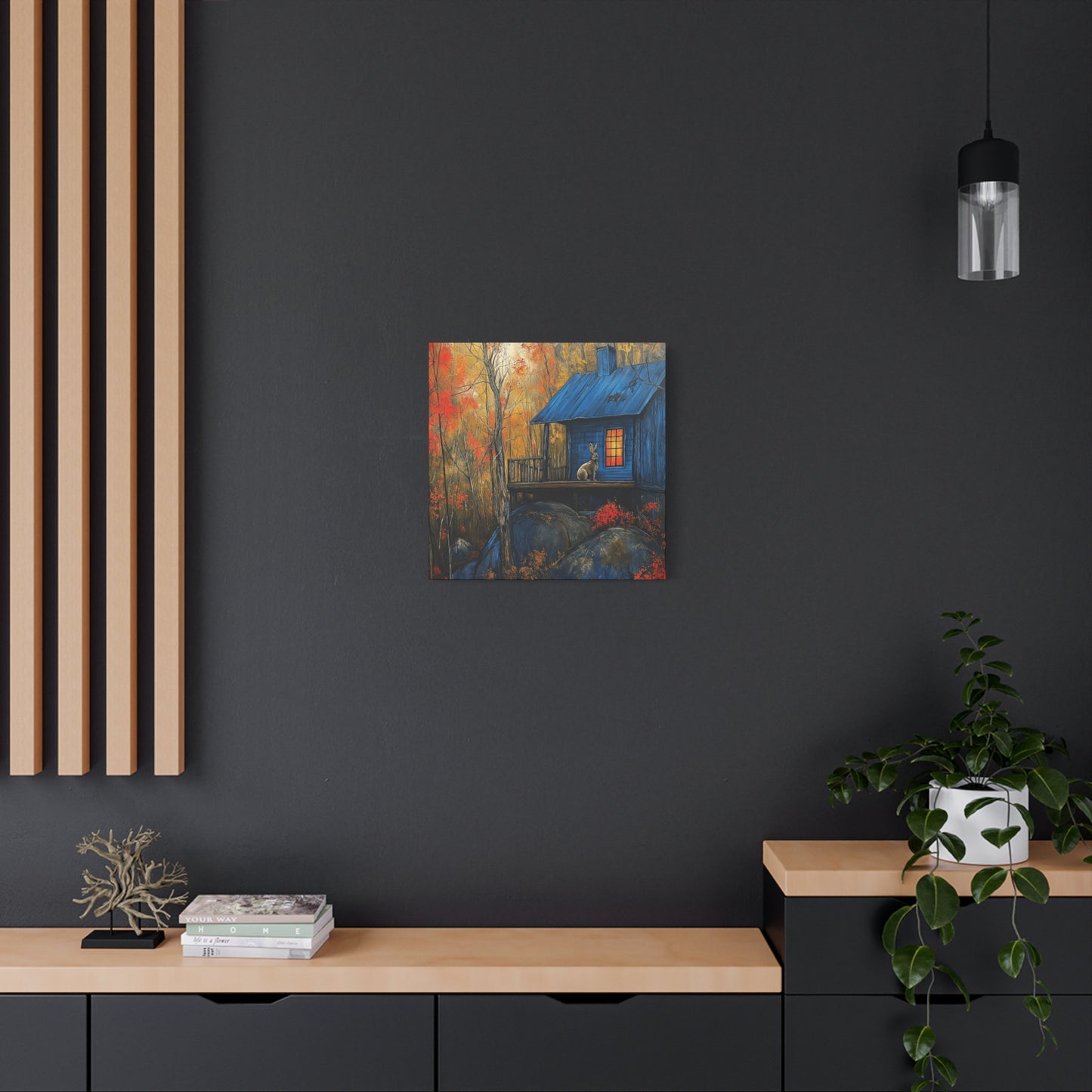Canvas Print - Rabbit on Porch of Rustic Cabin