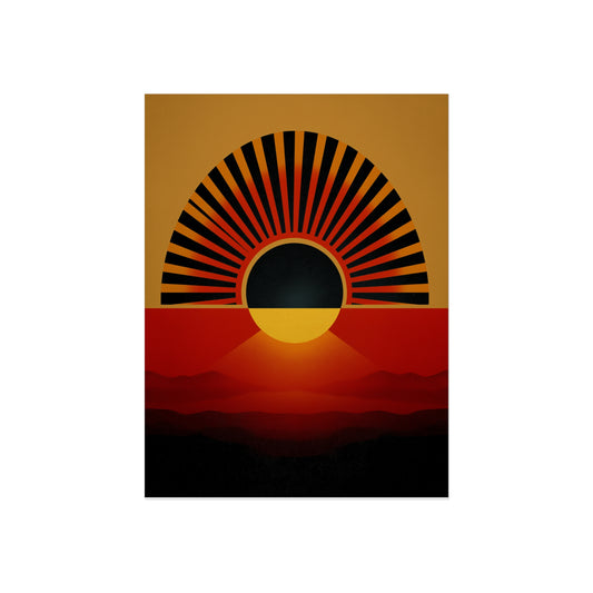 Sunrise Horizon Giclee Fine Art Poster — Retro Geometric Sunset Wall Art