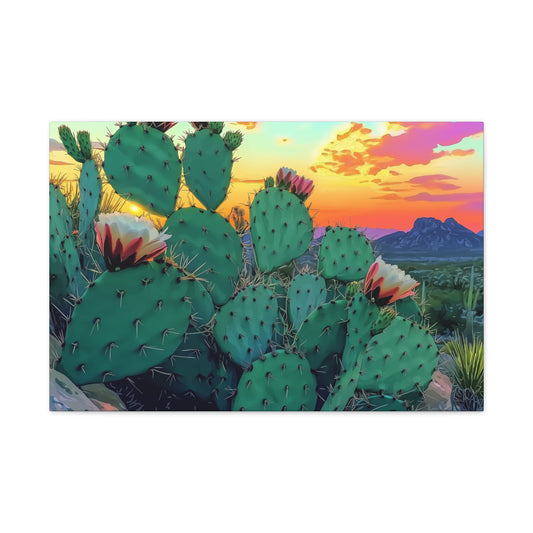 Canvas Art Print - Prickly Pear Blooming Vista 2