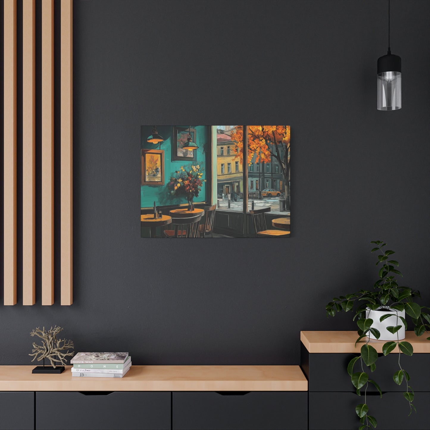 Autumn Café Wall Art Print - Stretched Matte Canvas (1.25")