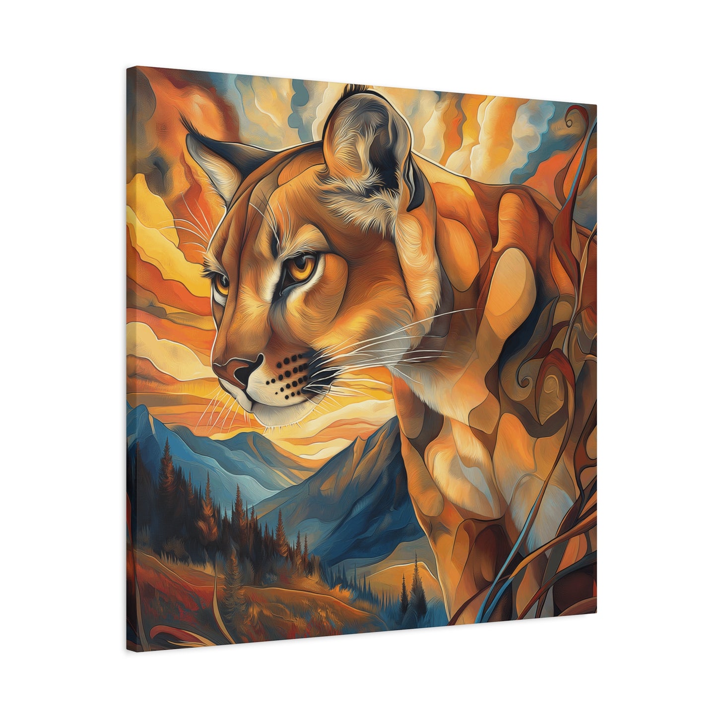 Vibrant Mountain Lion Canvas Print - Wall Art for Nature Lovers