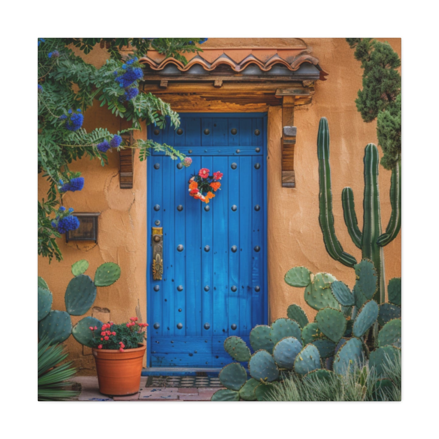 Canvas Wall Art - Santa Fe Door Blue Design