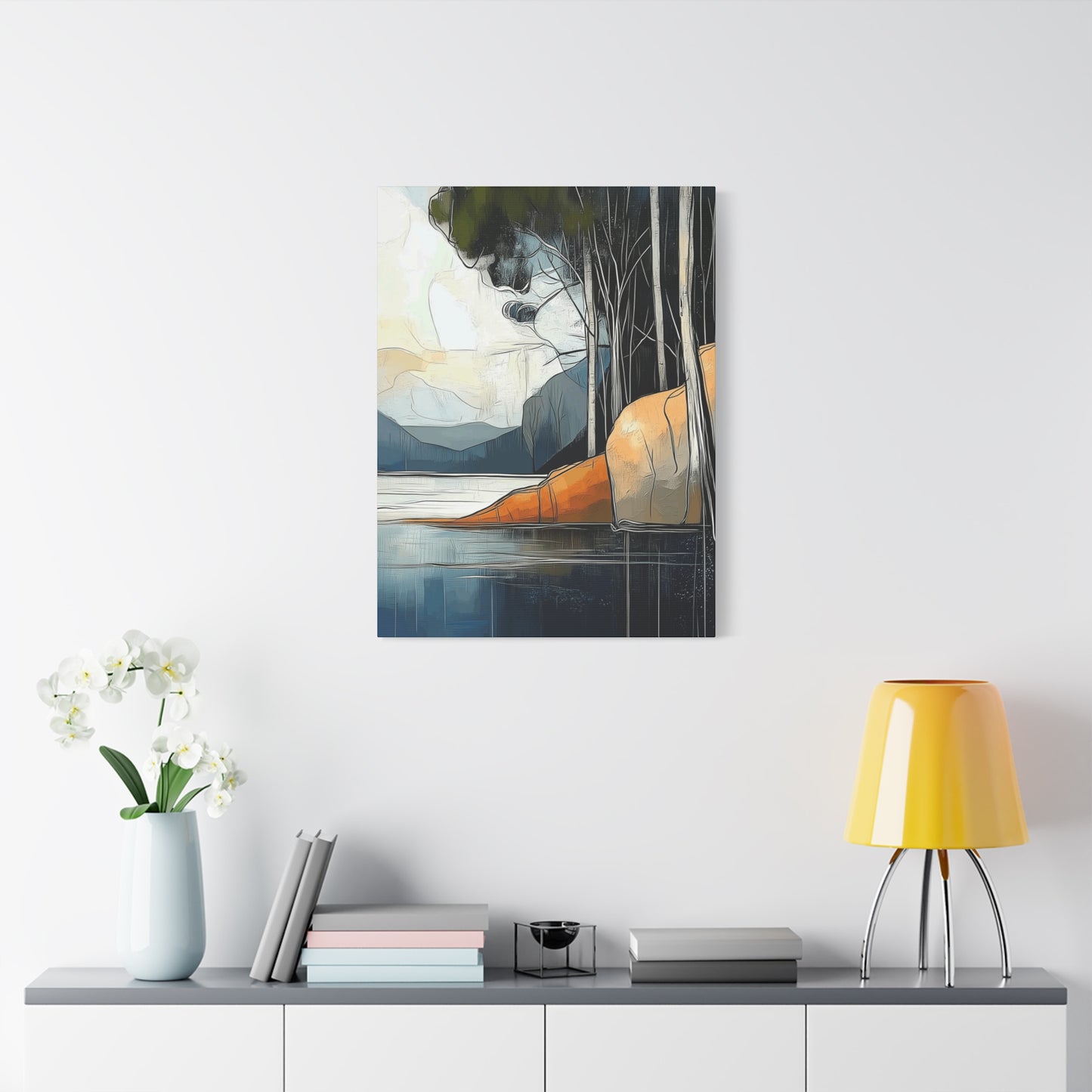 Canvas Wall Art - Serene Mystical Mountain Lake