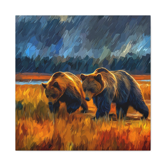 Canvas Print Travelin' Bears in Storm