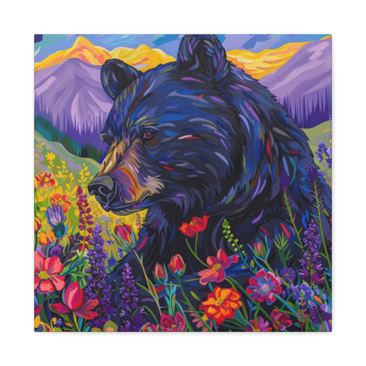 Vibrant Black Bear Canvas Wall Art