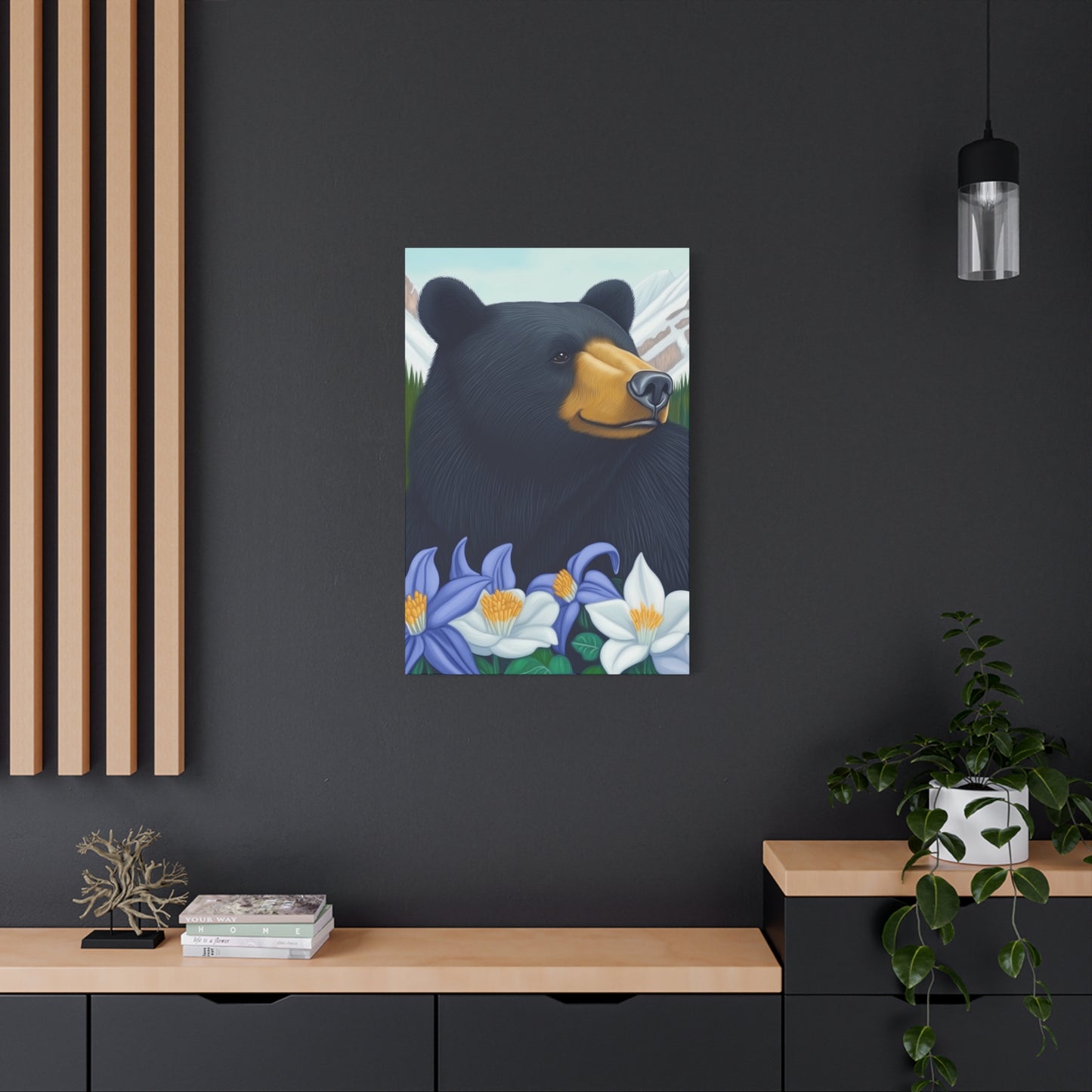 Canvas Print - Colorado Black Bear with Flowers