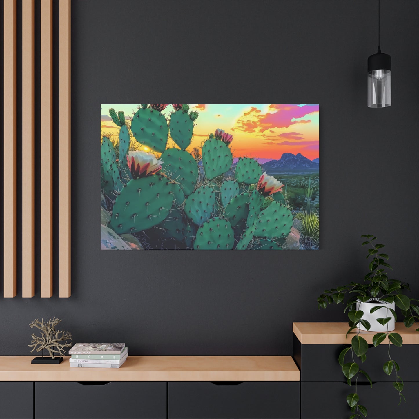 Canvas Art Print - Prickly Pear Blooming Vista 2