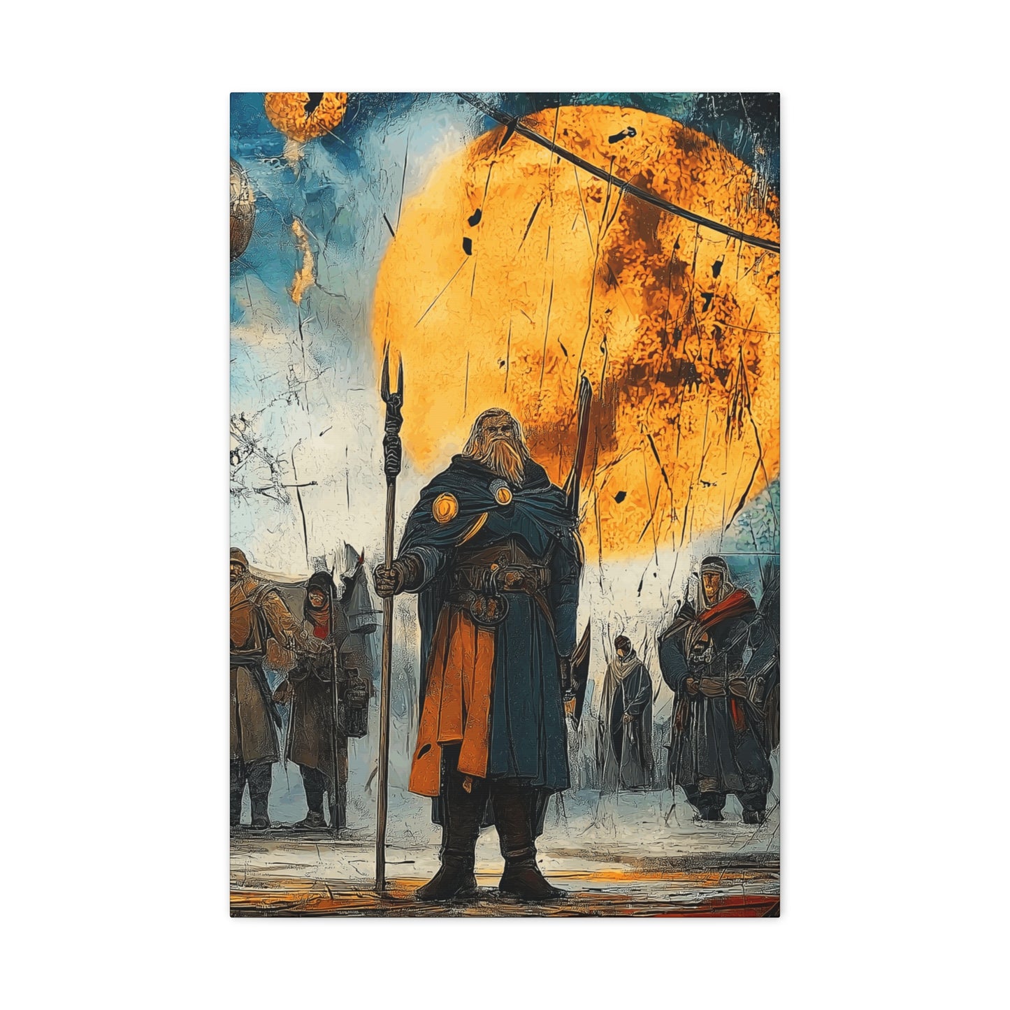 Epic Fantasy Wall Art - Stretched Matte Canvas, War Scene with Heroic Figure