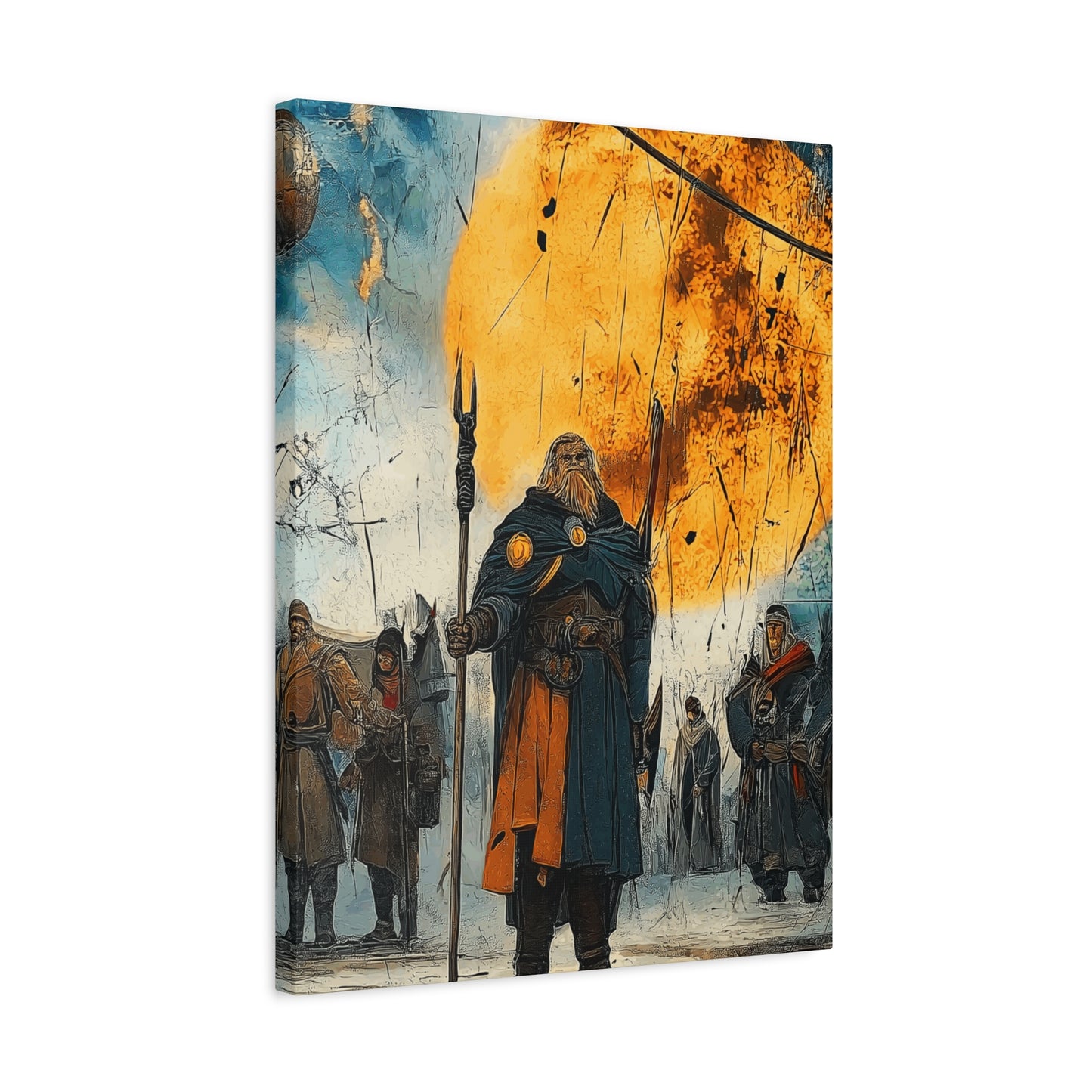 Epic Fantasy Wall Art - Stretched Matte Canvas, War Scene with Heroic Figure