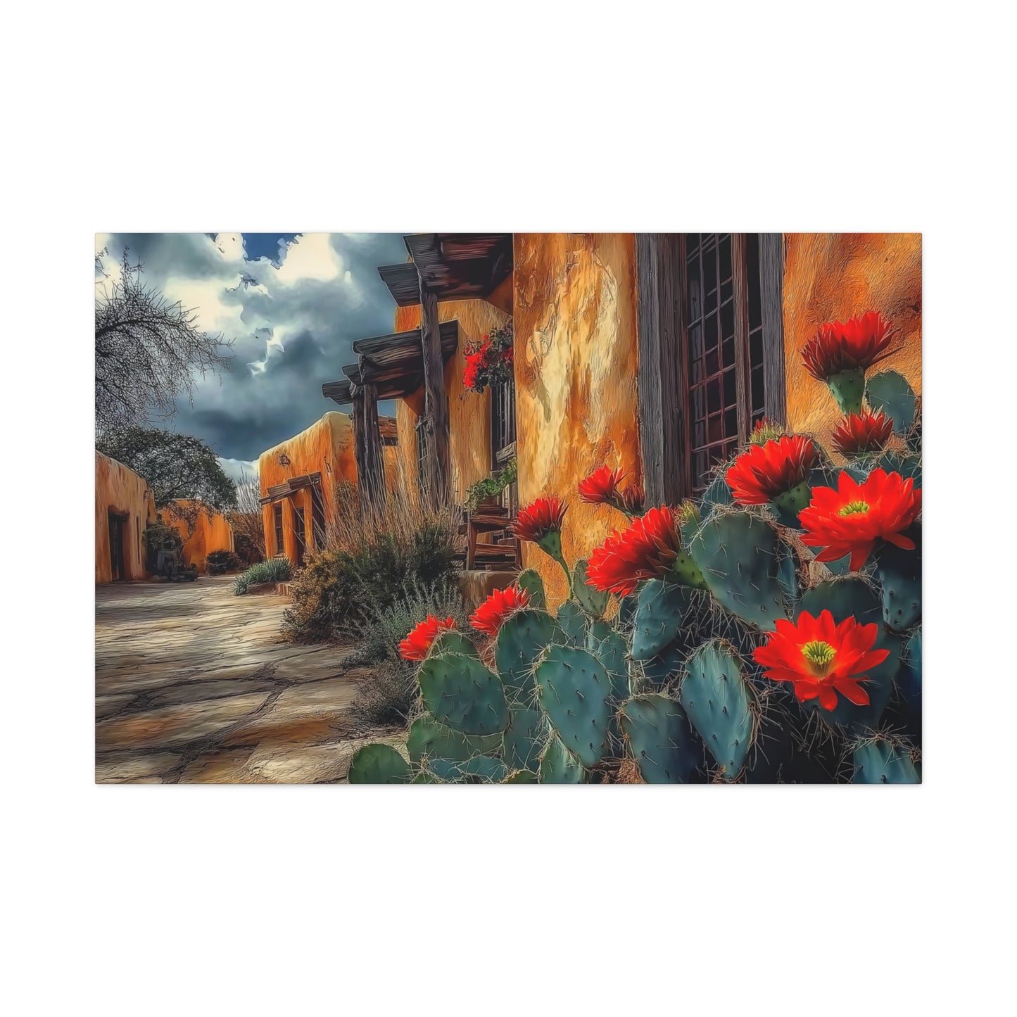 Canvas Wall Art - NM Adobe Red Flowers V1