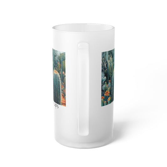 Cactus-Themed Frosted Glass Beer Mug - Perfect for Summer Parties & Outdoor Adventures