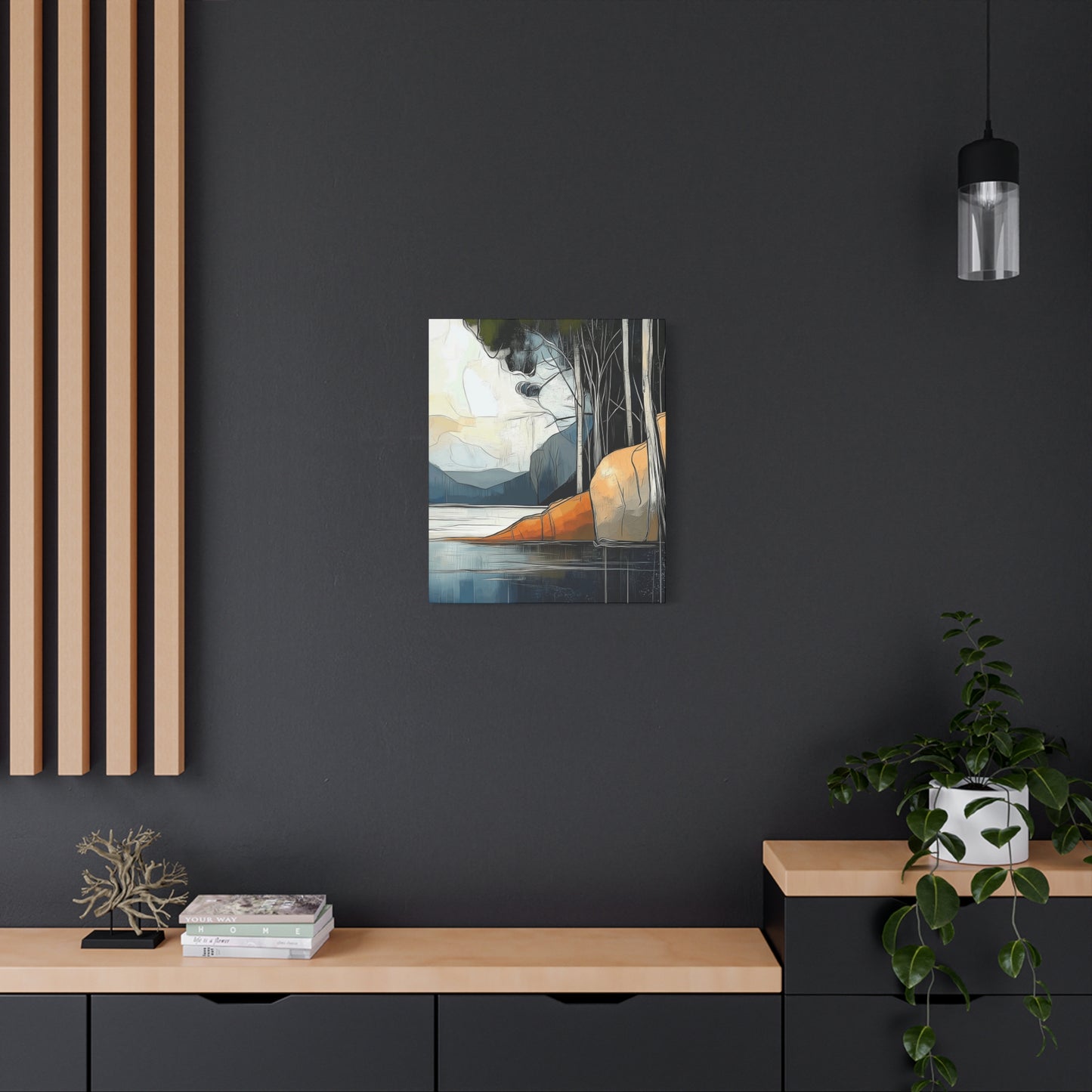 Canvas Wall Art - Serene Mystical Mountain Lake