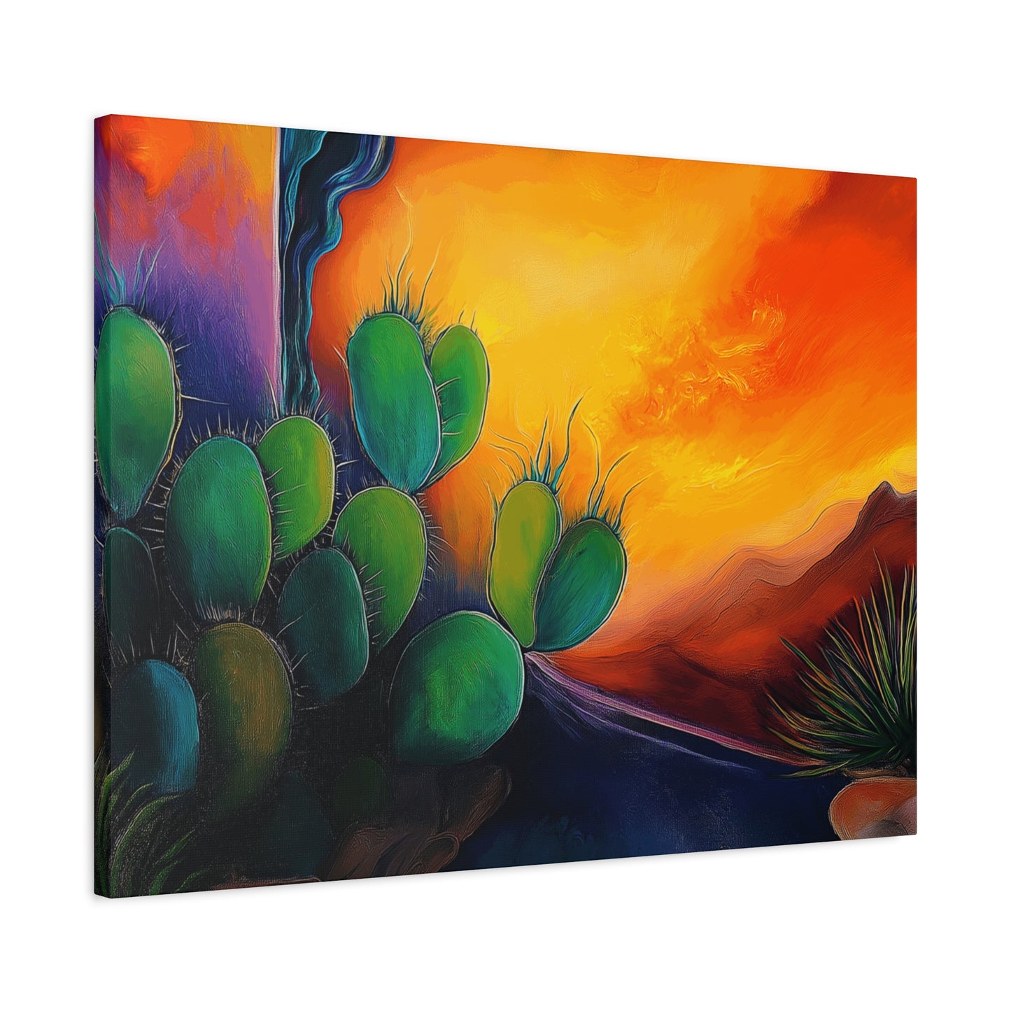 Vibrant Cactus Sunset Canvas Wall Art