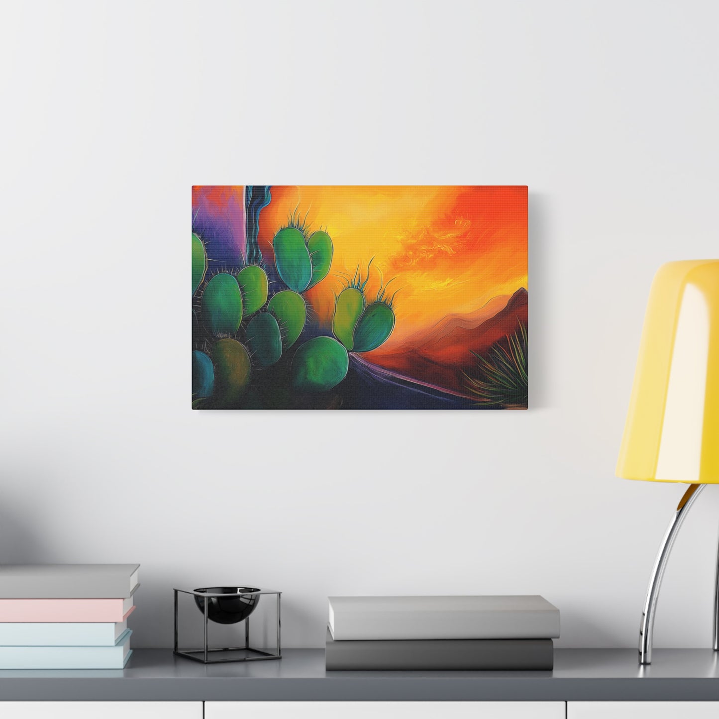 Vibrant Cactus Sunset Canvas Wall Art