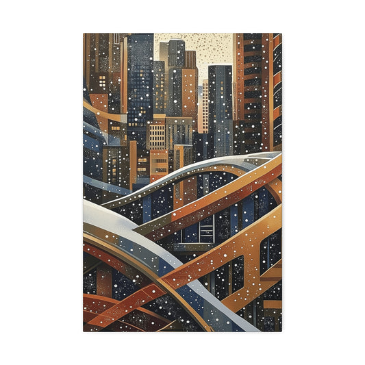Urban Snowfall Canvas Art - Stretched Wall Decor 1.5 in. depth