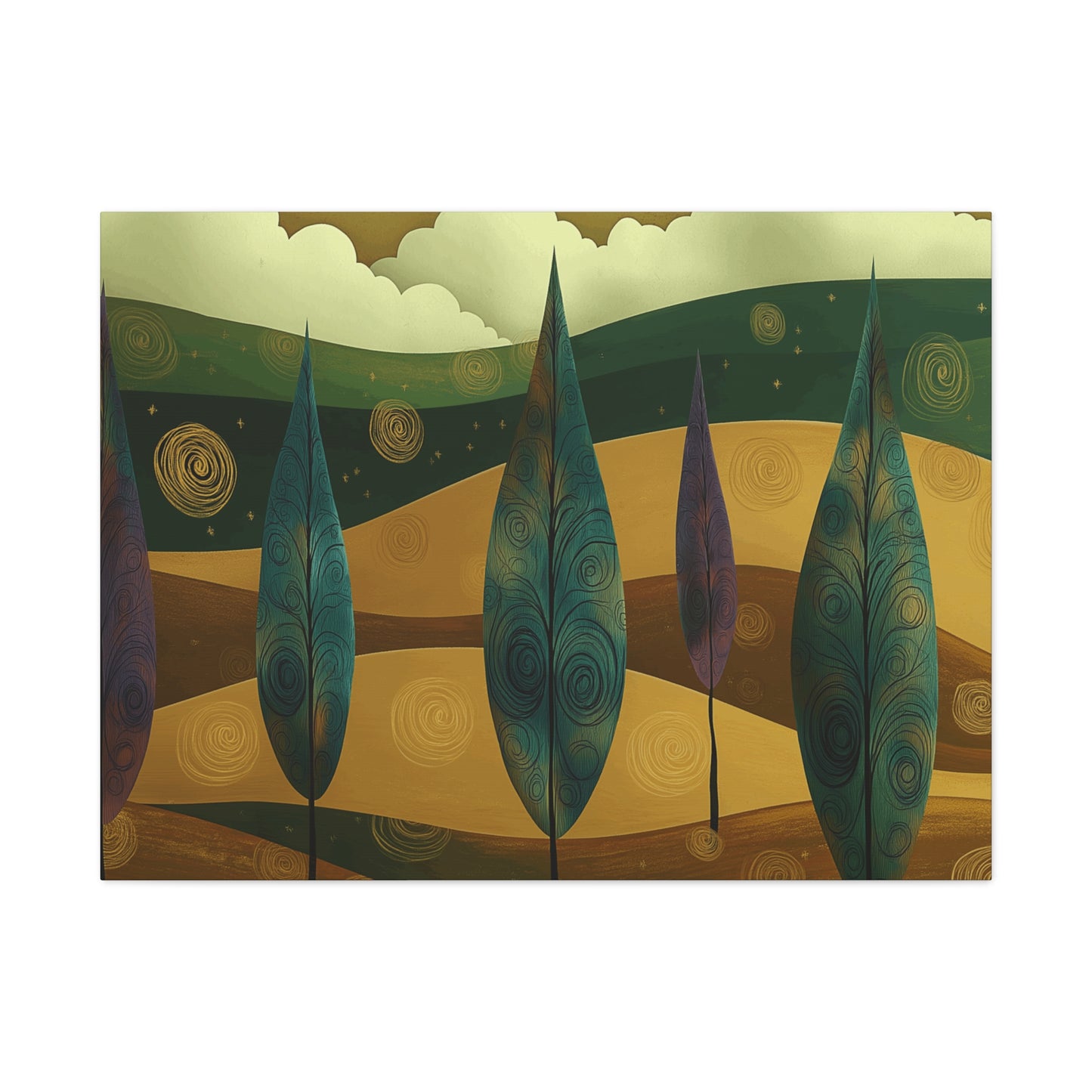Serene Trees Abstract Canvas Wall Art
