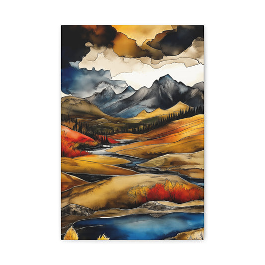 Mountain Landscape Art Print on Matte Canvas