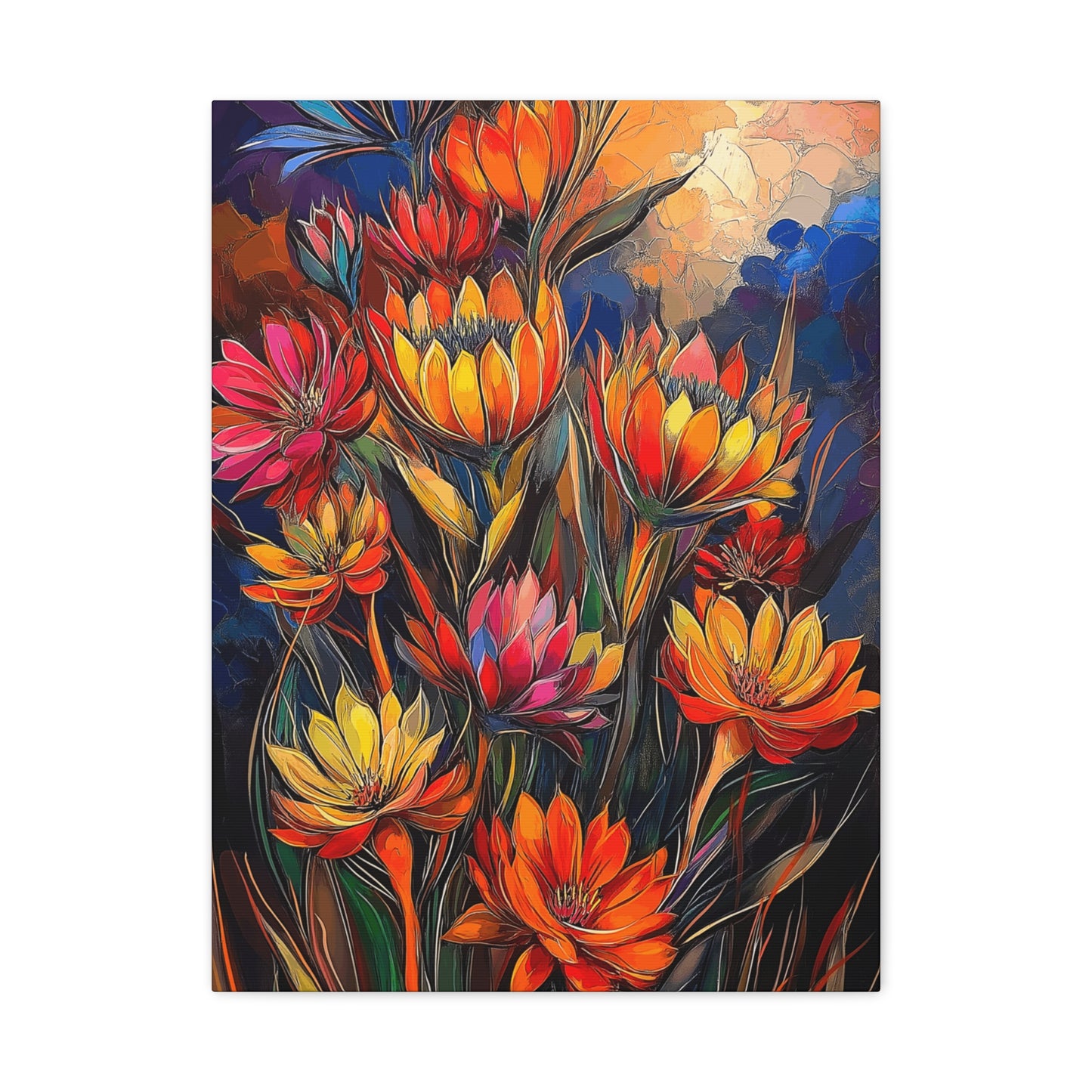 Vibrant Floral Canvas Wall Art - Perfect for Home Decor and Gifting