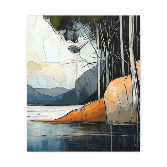 Canvas Wall Art - Serene Mystical Mountain Lake