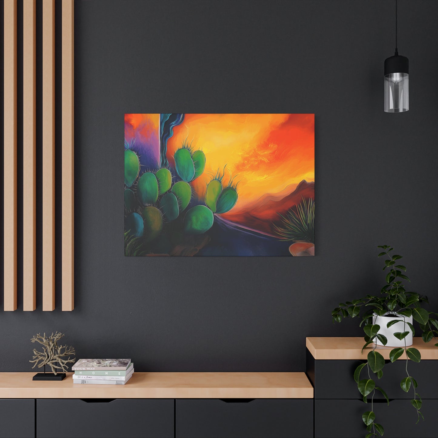 Vibrant Cactus Sunset Canvas Wall Art