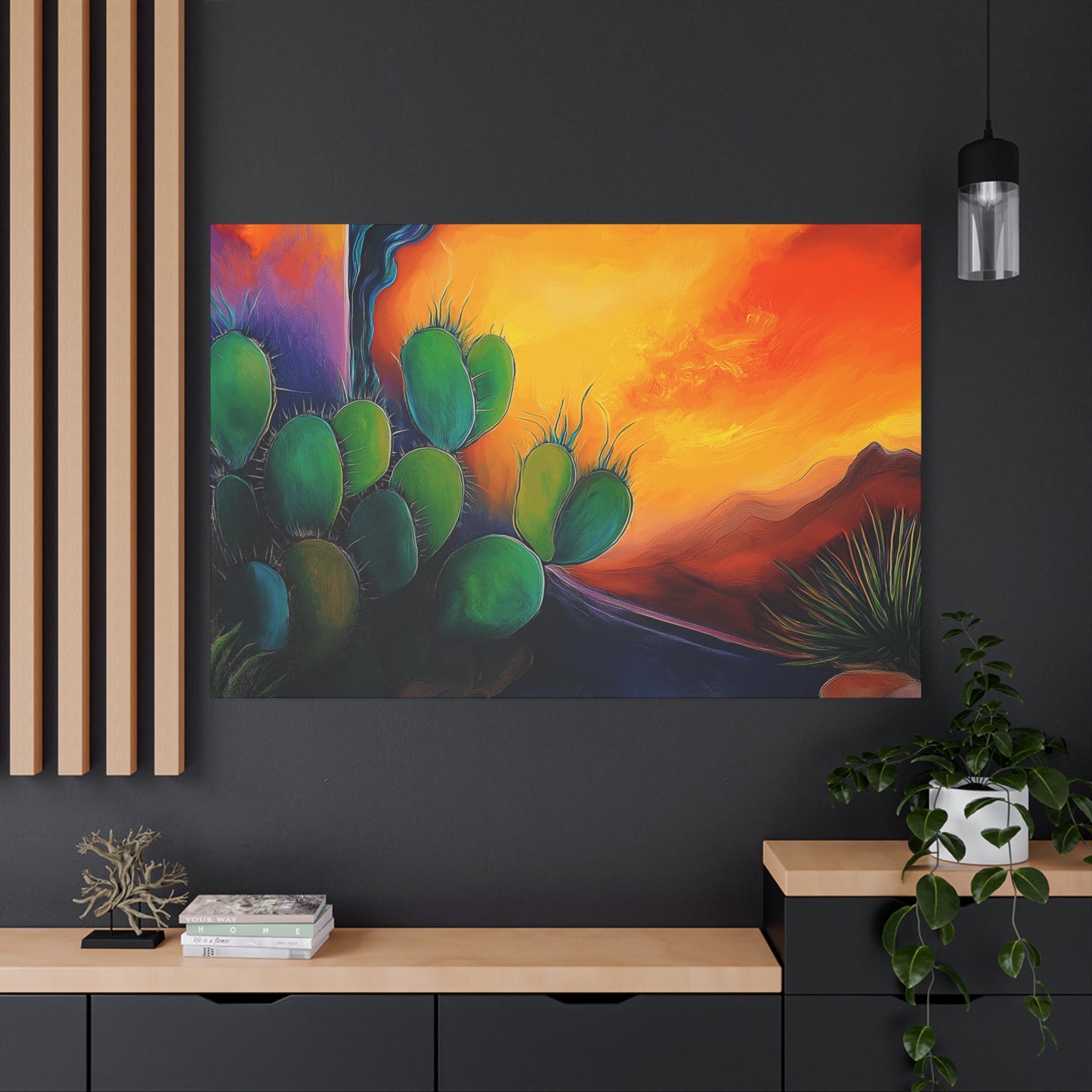 Vibrant Cactus Sunset Canvas Wall Art