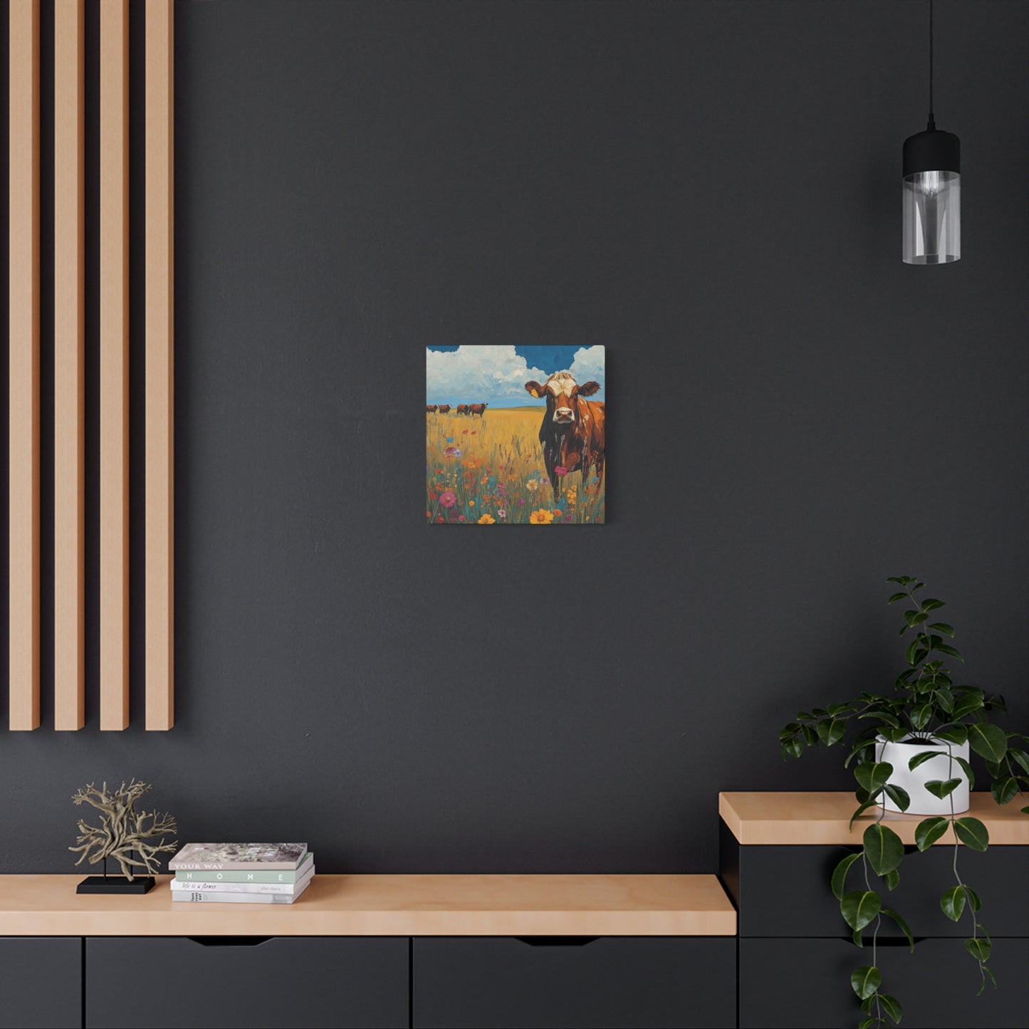 Rustic Cow Canvas Wall Art - Vibrant Farm Landscape Decor