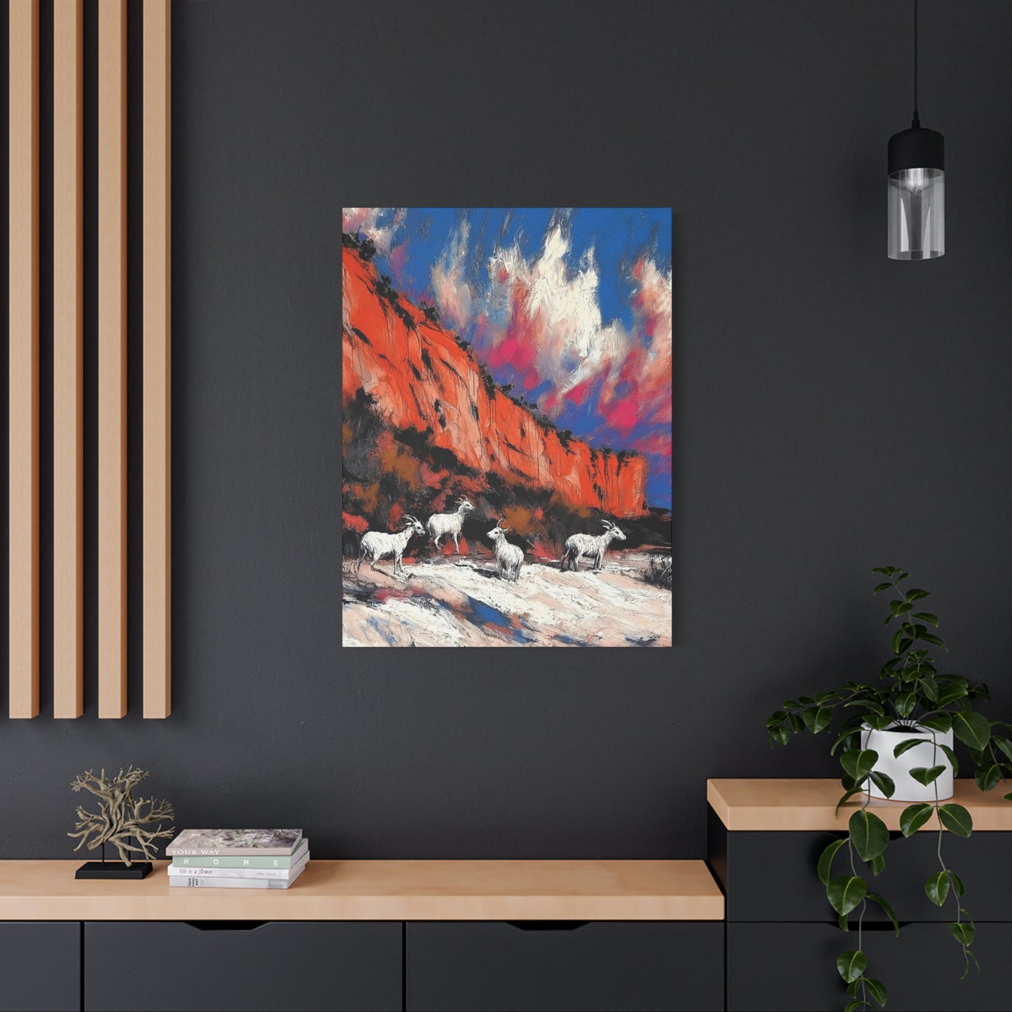 Goats in Vibrant Landscape Canvas Art
