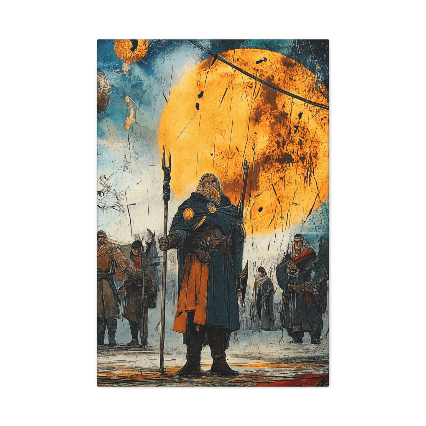 Epic Fantasy Wall Art - Stretched Matte Canvas, War Scene with Heroic Figure