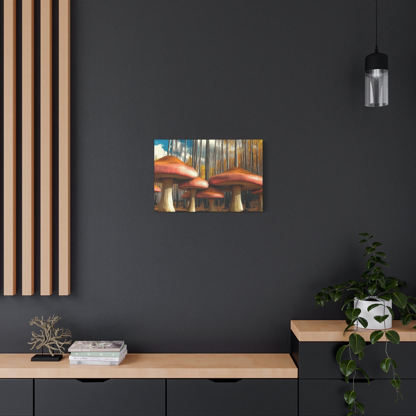 Mushrooms in Aspen Forest Canvas Art Print