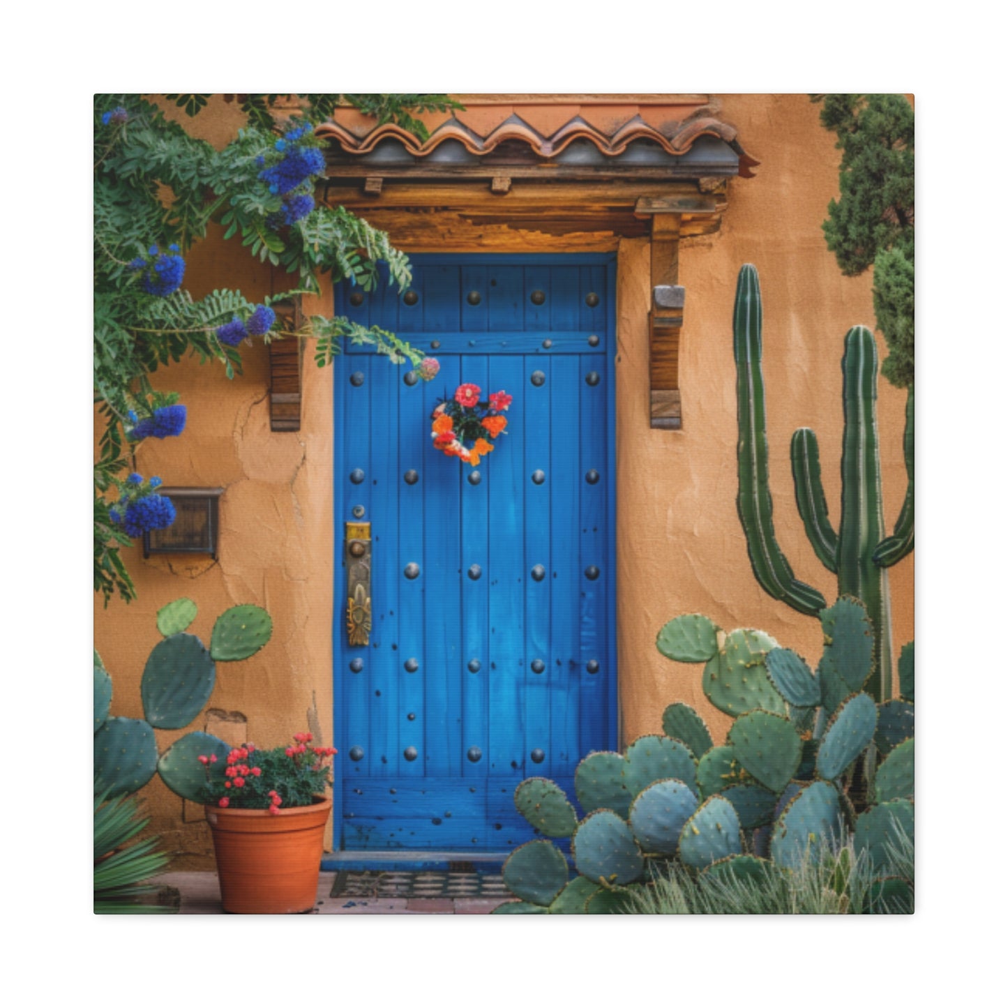 Canvas Wall Art - Santa Fe Door Blue Design
