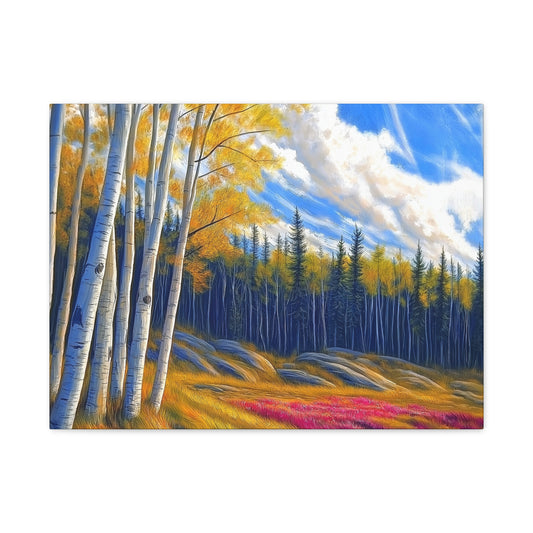 Canvas Wall Art - Pine trees in Rockies