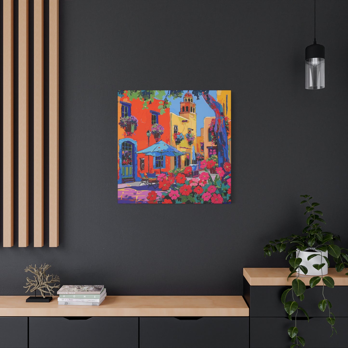 Canvas Print Santa Fe Festive Street Scene