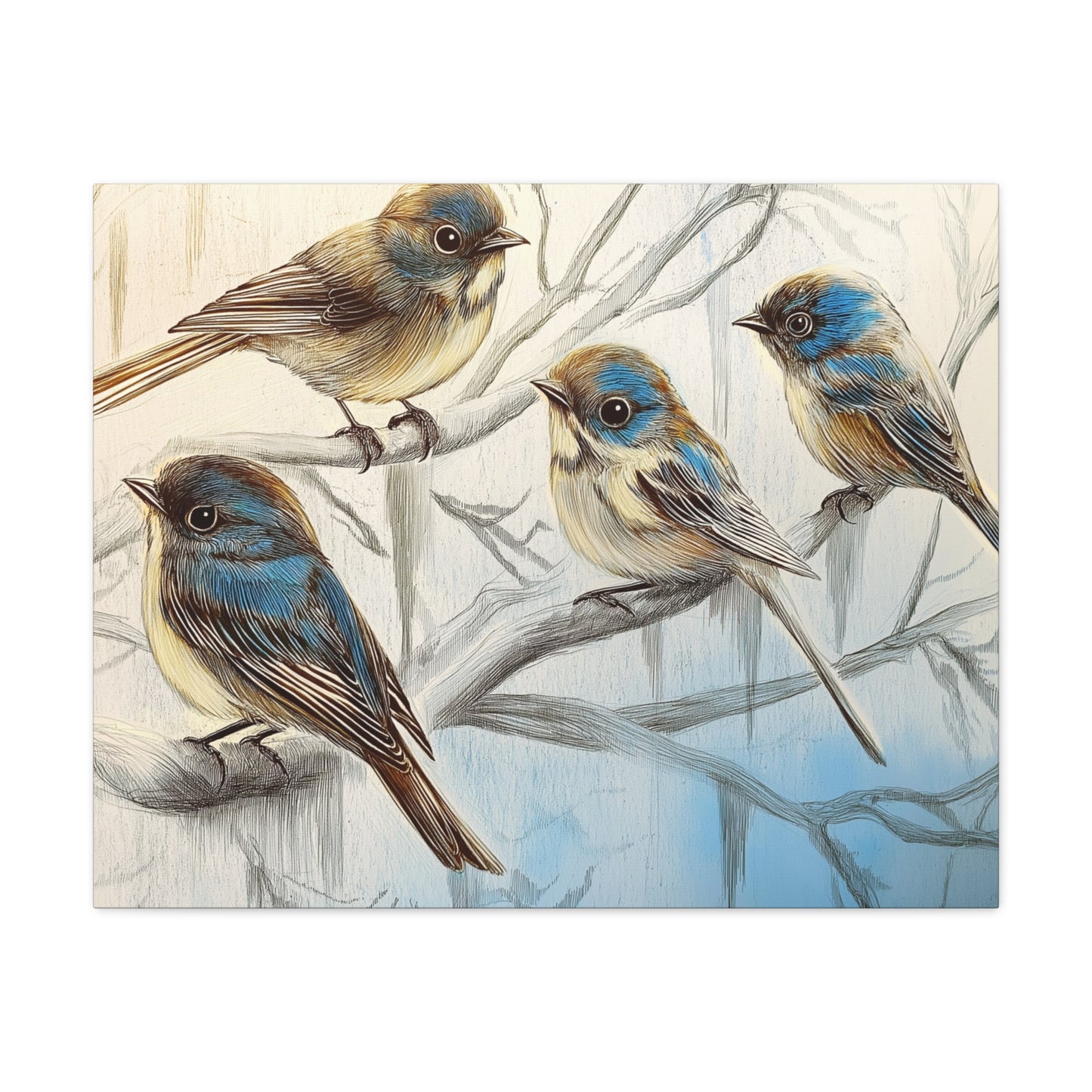 Canvas Wall Art - Bluebirds Gathering