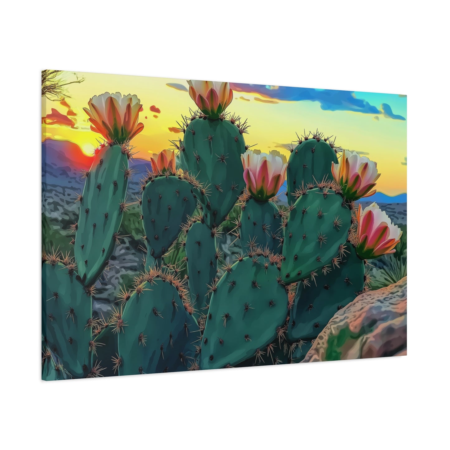 Canvas Print - Prickly Pear Blooming Vista 1 - Matte, Stretched