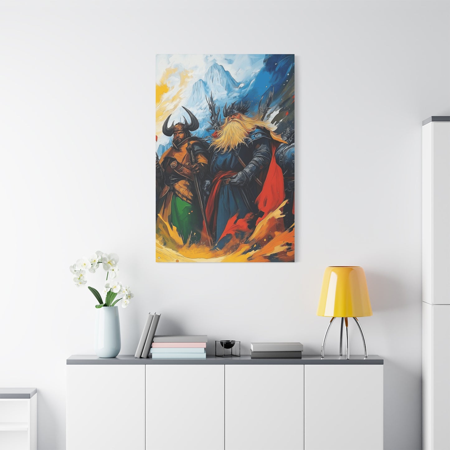 Epic Norse Warrior Canvas Art Print - Fantasy Wall Decor for Home or Office