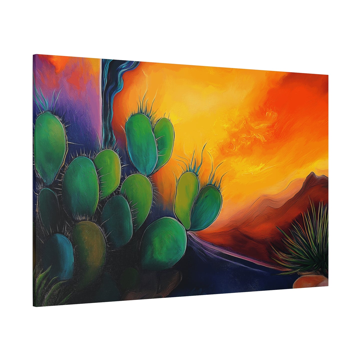 Vibrant Cactus Sunset Canvas Wall Art