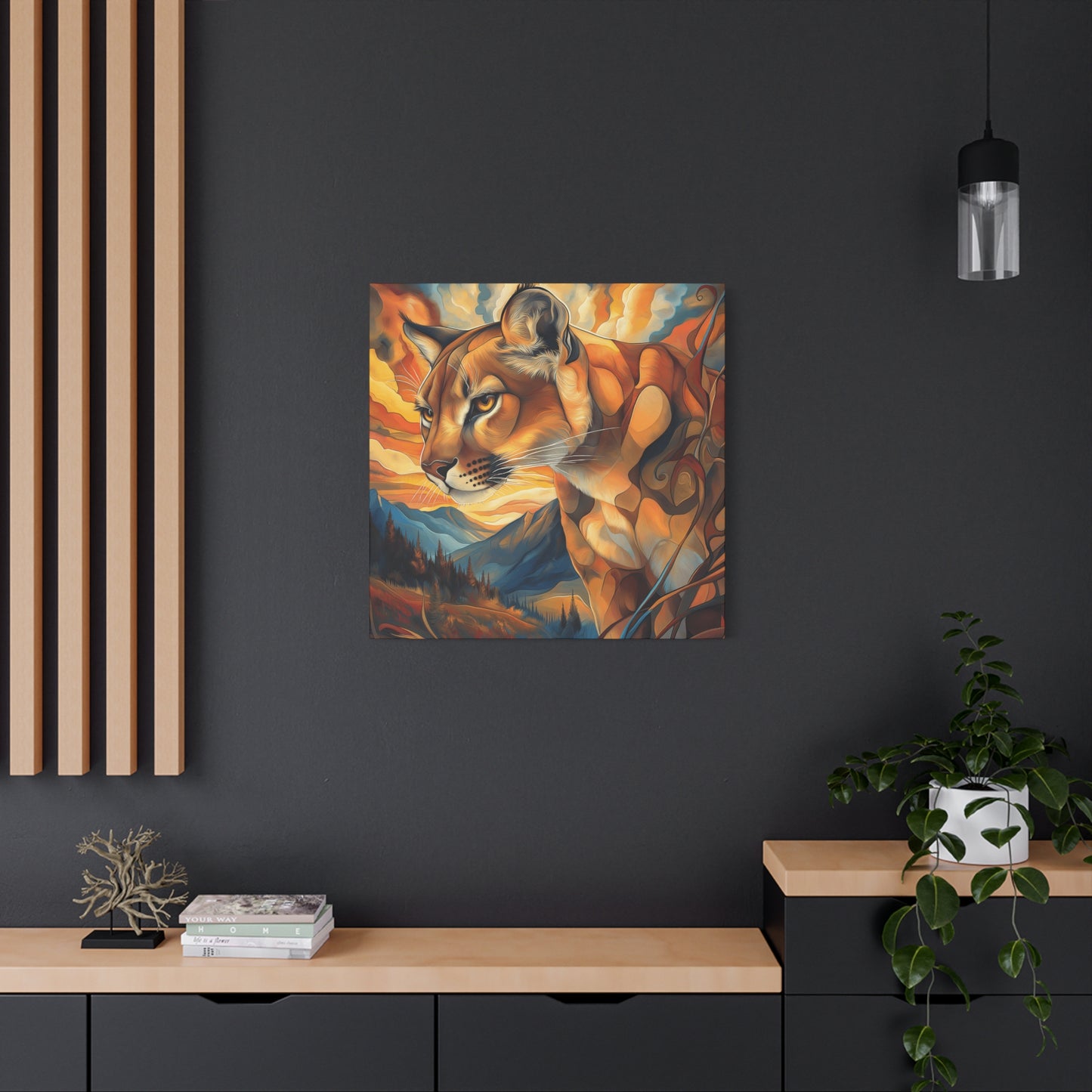 Vibrant Mountain Lion Canvas Print - Wall Art for Nature Lovers