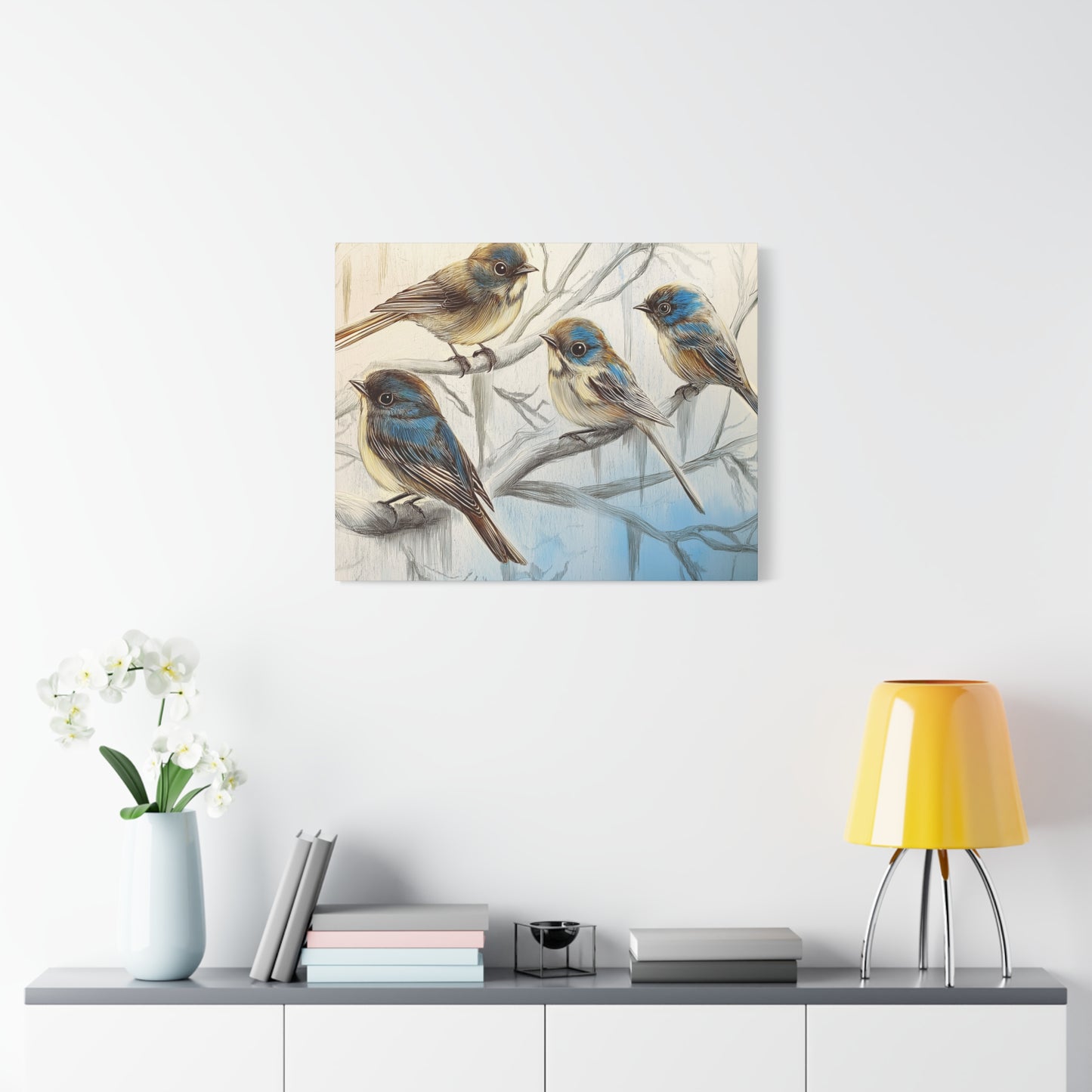 Canvas Wall Art - Bluebirds Gathering