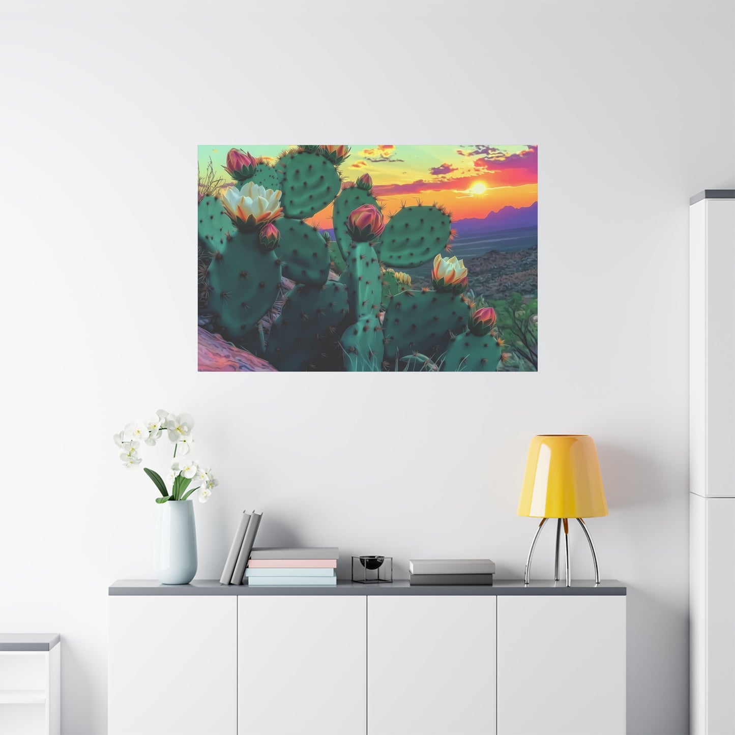 Canvas Print - Prickly Pear Blooming Vista 3