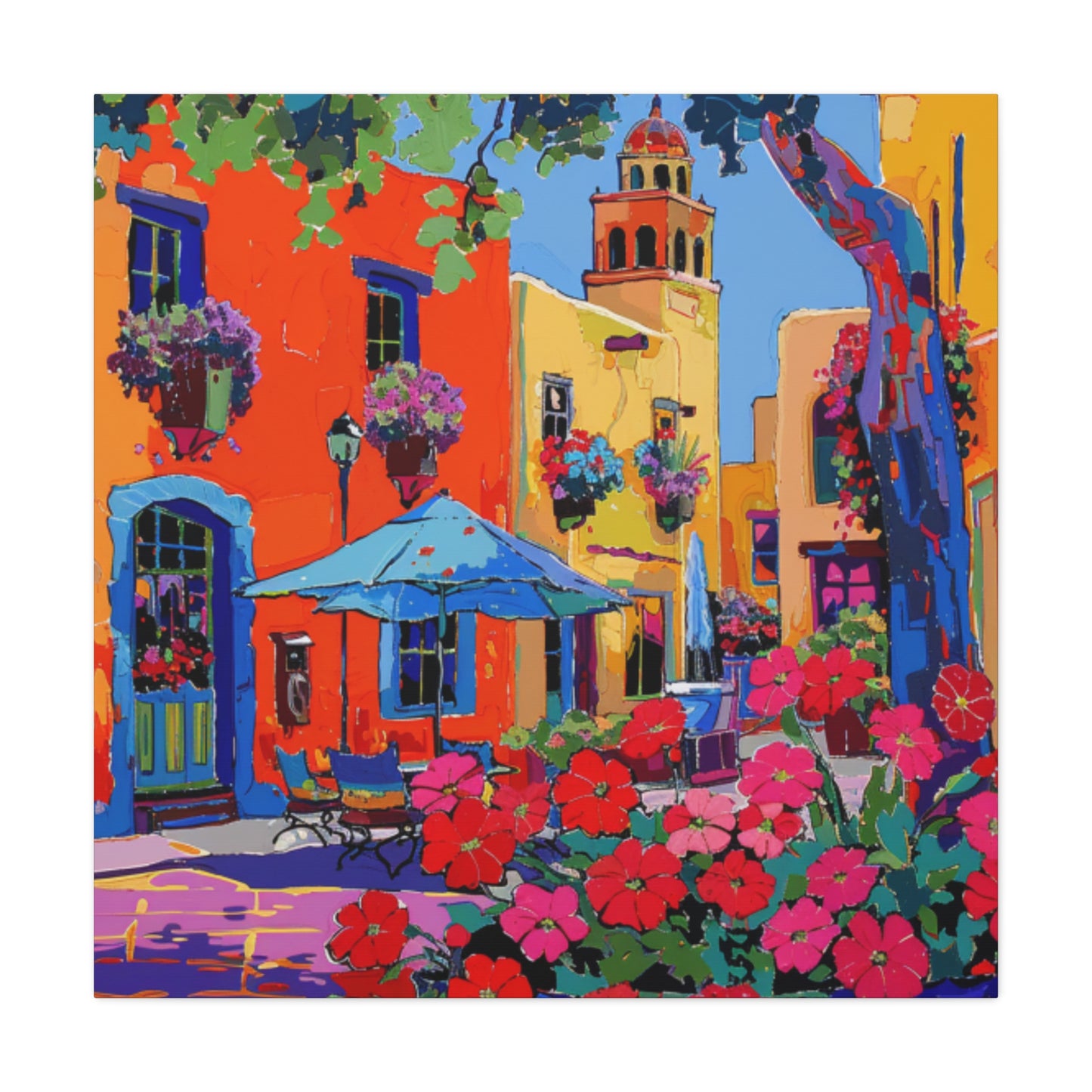 Canvas Print Santa Fe Festive Street Scene
