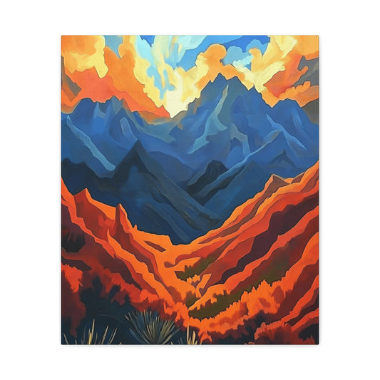 "Where are We?" Vibrant Mountain Landscape Canvas Art