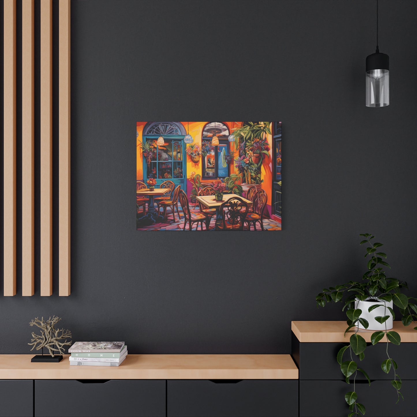 Vibrant Café Scene Matte Canvas Print - Colorful Wall Art Decor