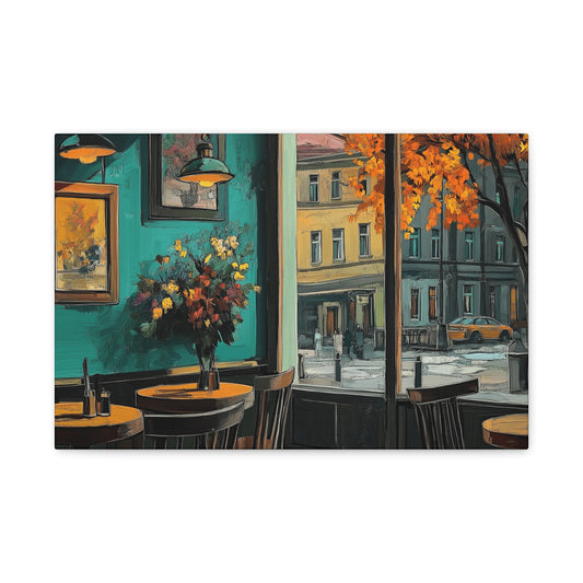 Autumn Café Wall Art Print - Stretched Matte Canvas (1.25")
