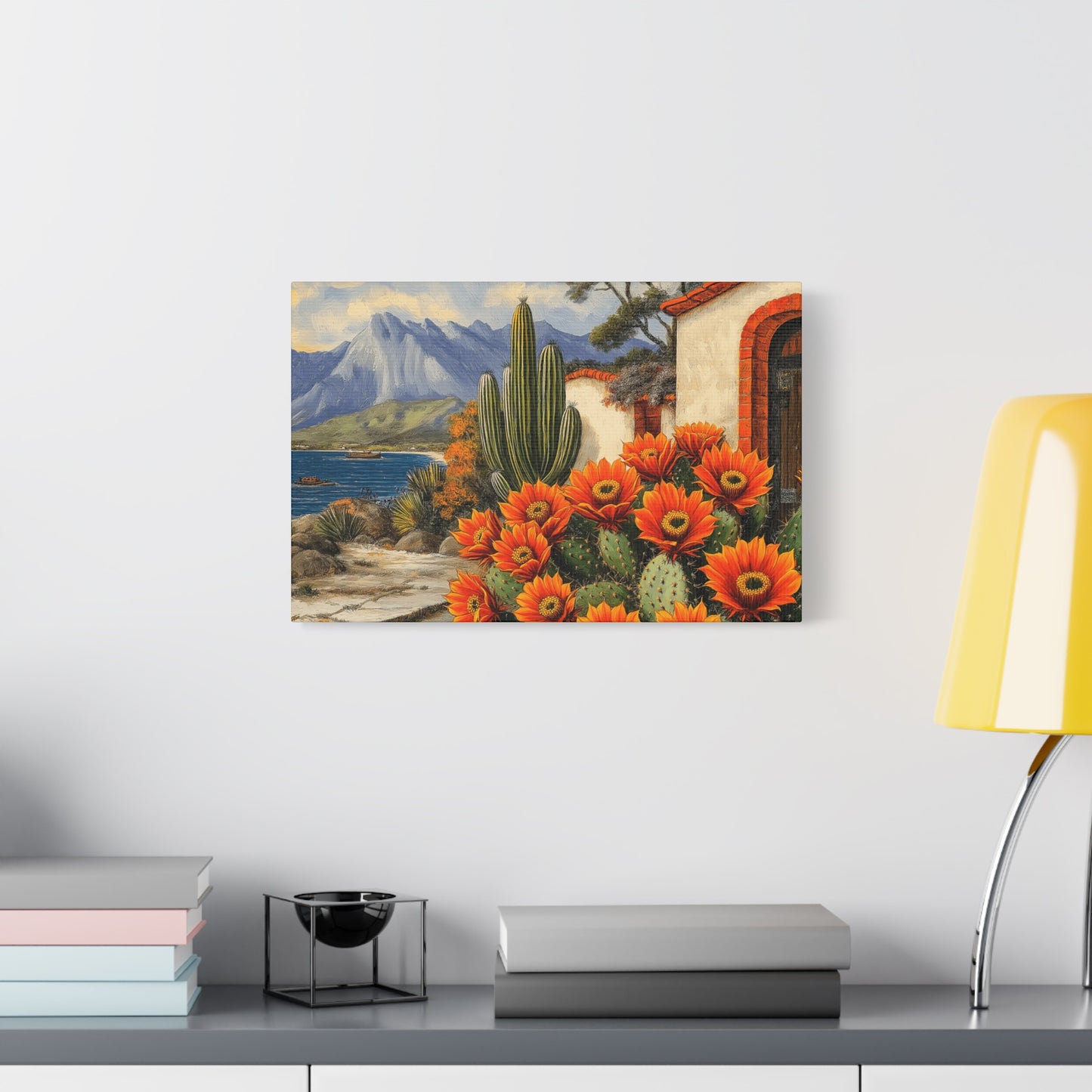 Vibrant Cactus Landscape Canvas Art - 1.25" Stretched Matte Print