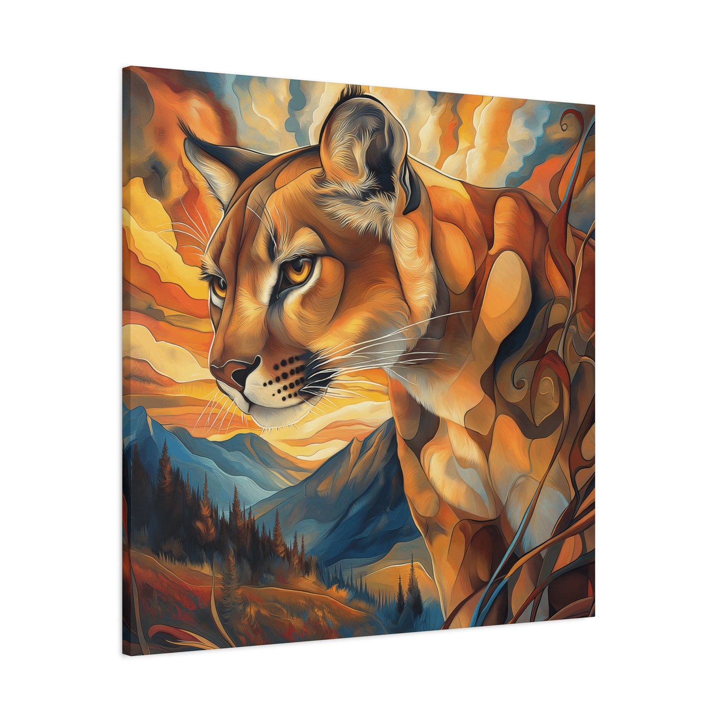 Vibrant Mountain Lion Canvas Print - Wall Art for Nature Lovers